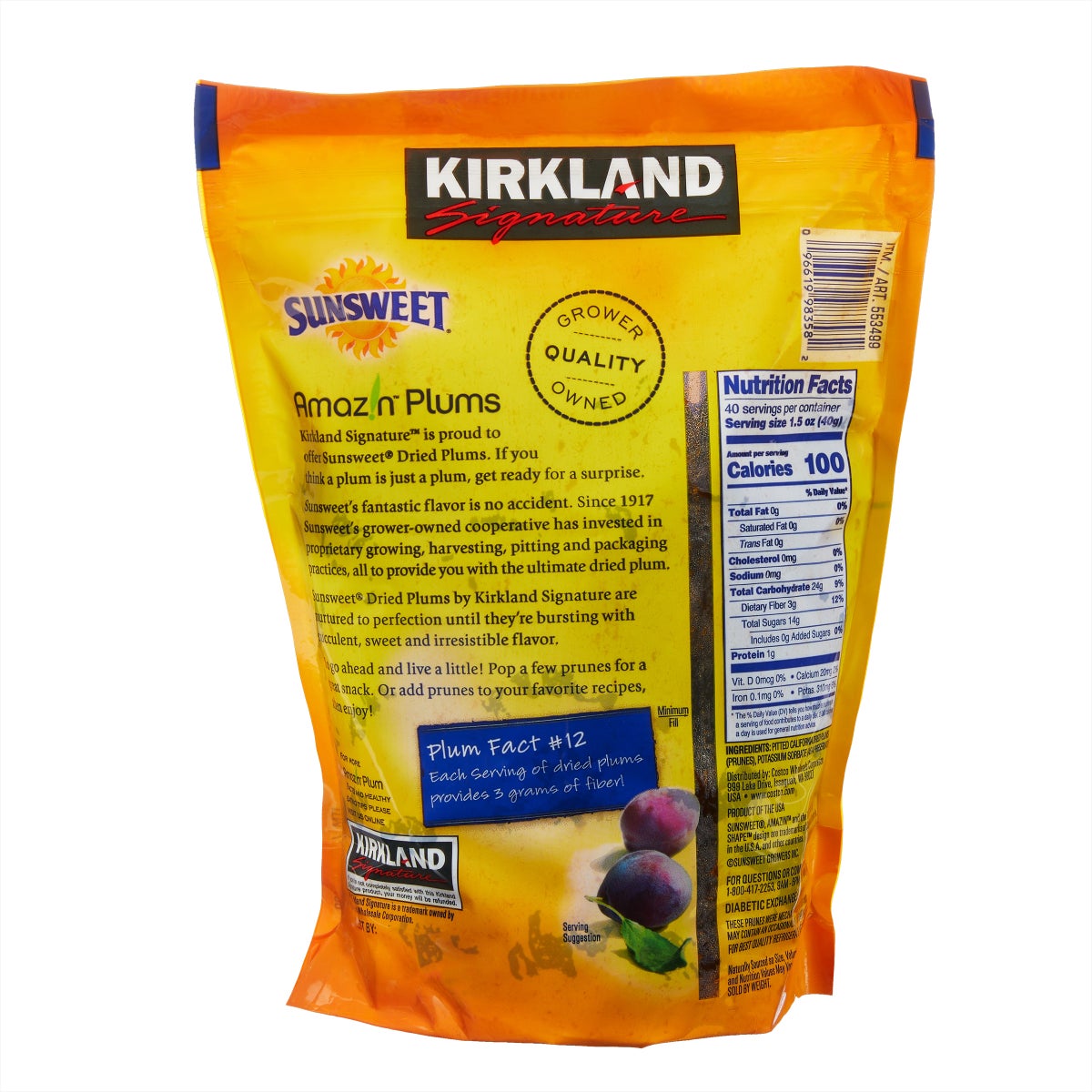 California grown dried plums snack by Kirkland Signature