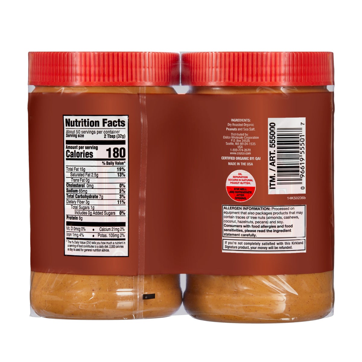Kirkland Signature organic peanut butter creamy texture