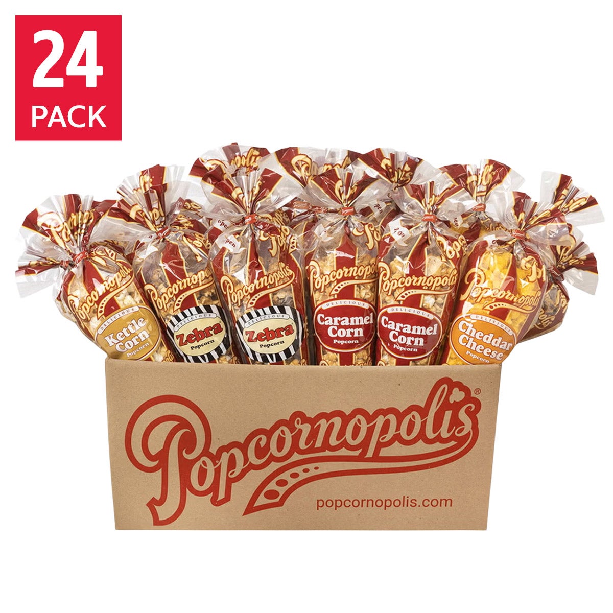 Popcornopolis assorted tall popcorn cones 24 count