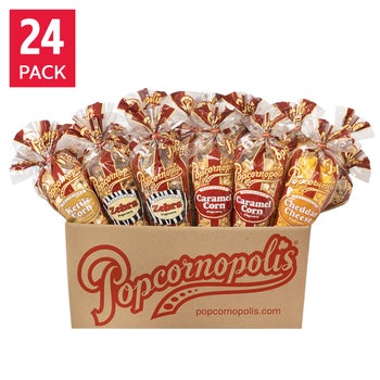 Popcornopolis classic assorted popcorn tall cones 24 count