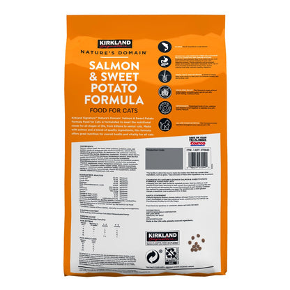 Salmon and sweet potato Kirkland Signature cat food bag