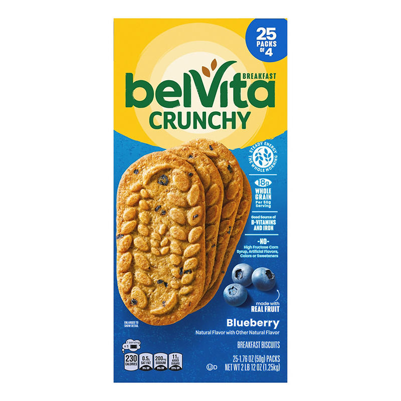 Crunchy blueberry breakfast biscuit package