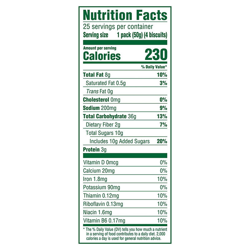 BelVita biscuit serving size and nutrition panel