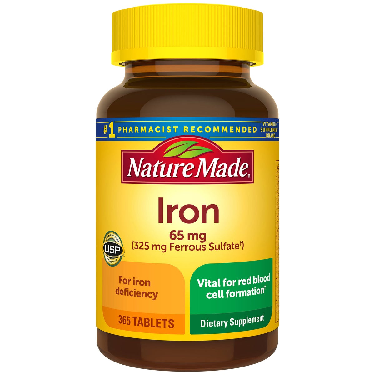 Nature Made Iron 65 mg 365 tablets bottle