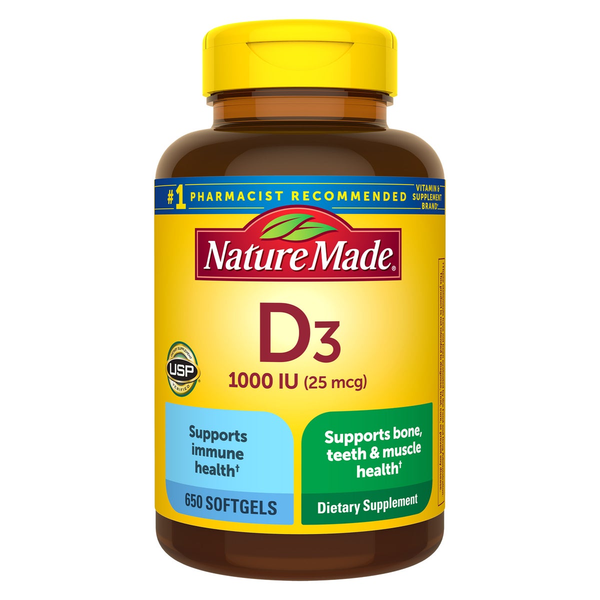 Nature Made Vitamin D3 25 mcg softgels bottle