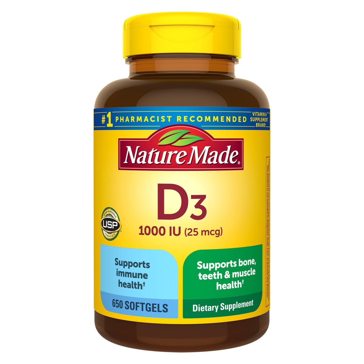 Nature Made Vitamin D3 25 mcg softgels bottle