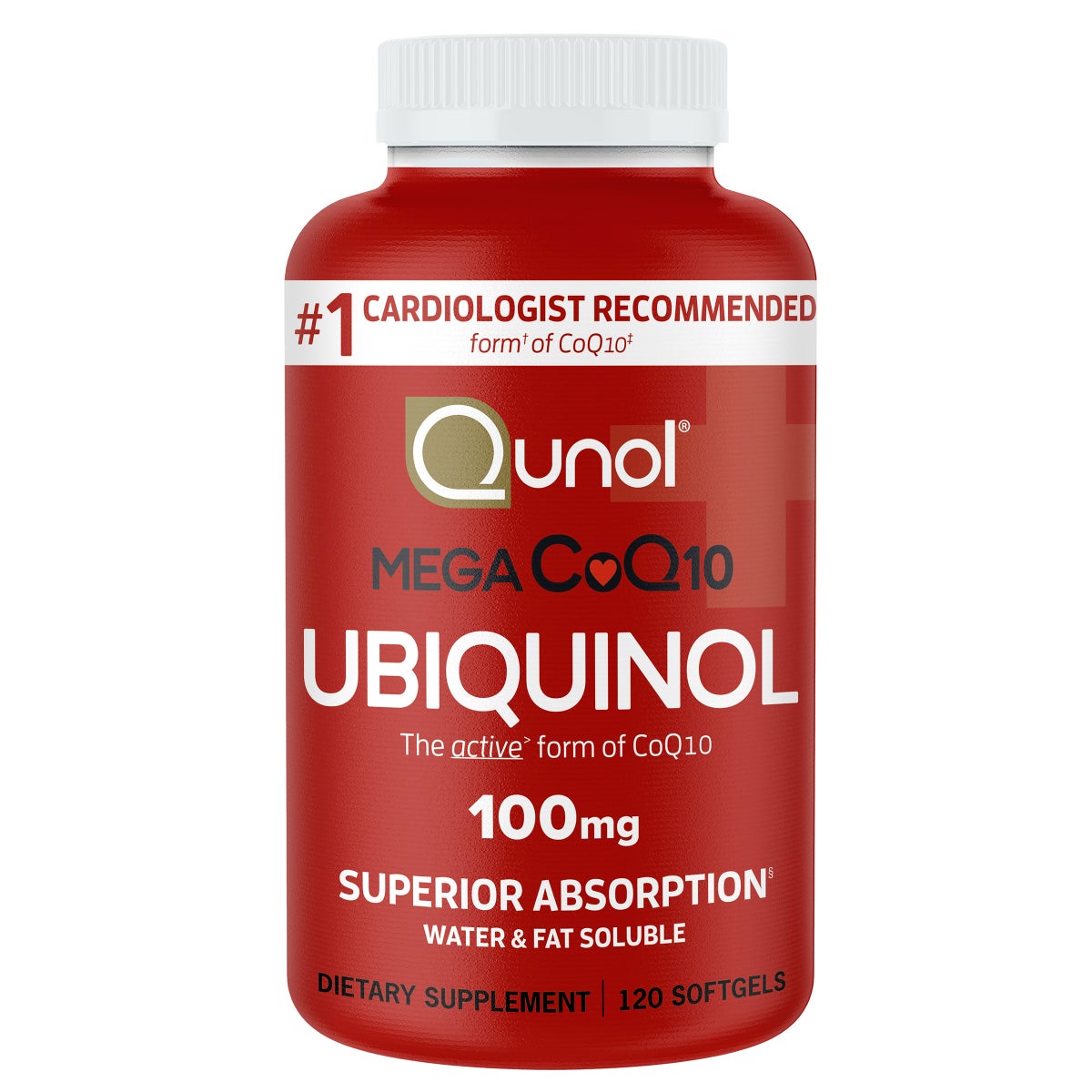 Qunol Mega CoQ10 Ubiquinol 100 mg 120 softgels bottle