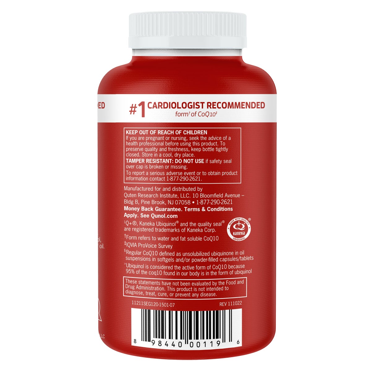 Qunol CoQ10 ubiquinol supplement front label