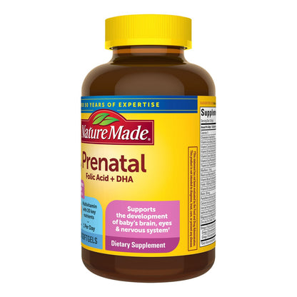 Nature Made prenatal multivitamin with DHA front label