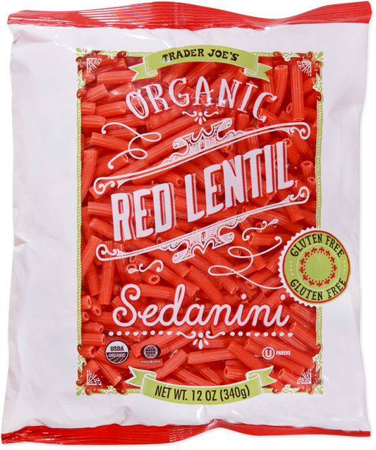 Trader Joe's Organic Red Lentil Sedanini pasta