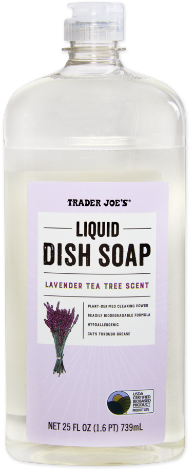 Trader Joe's liquid dish soap with lavender tea tree scent