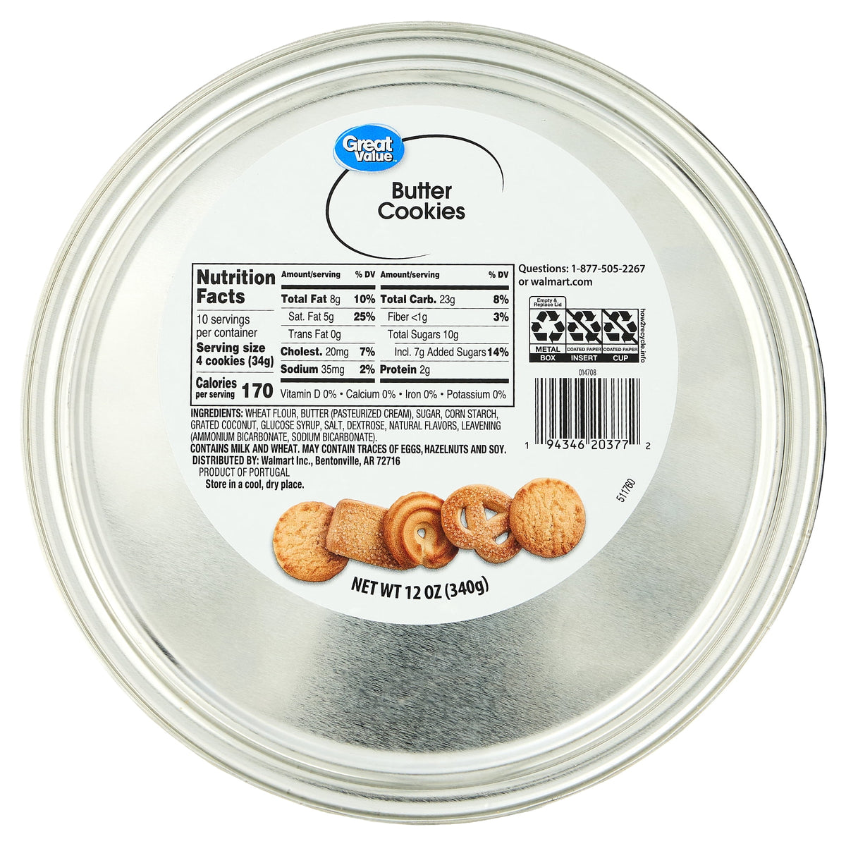 12 oz Great Value Christmas cookie tin