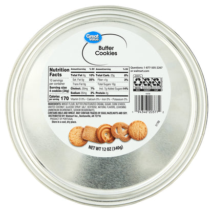 12 oz Great Value Christmas cookie tin