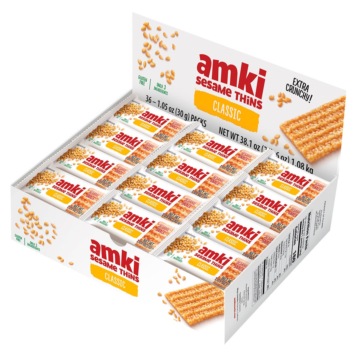 Amki Sesame Thins 36-count snack pack