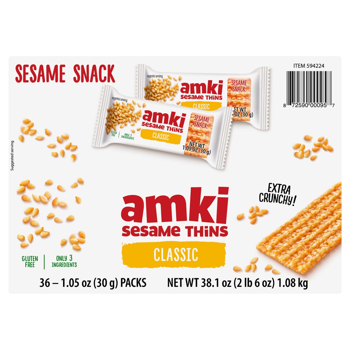 Sesame thins snack with no added preservatives