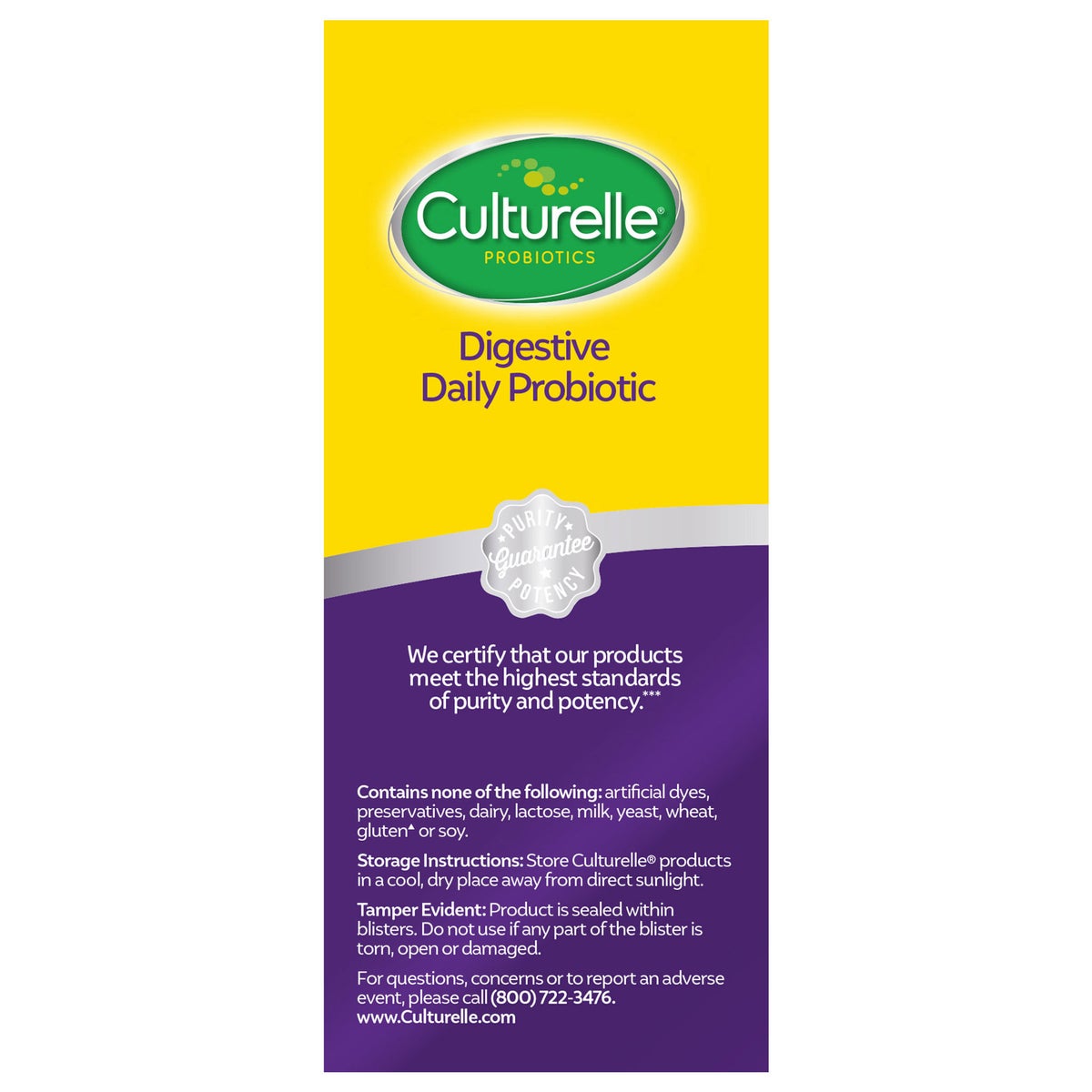 Culturelle daily probiotic supplement bottle front view