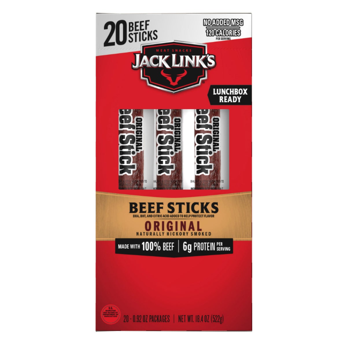 Jack Link's original beef jerky stick 20-count pack