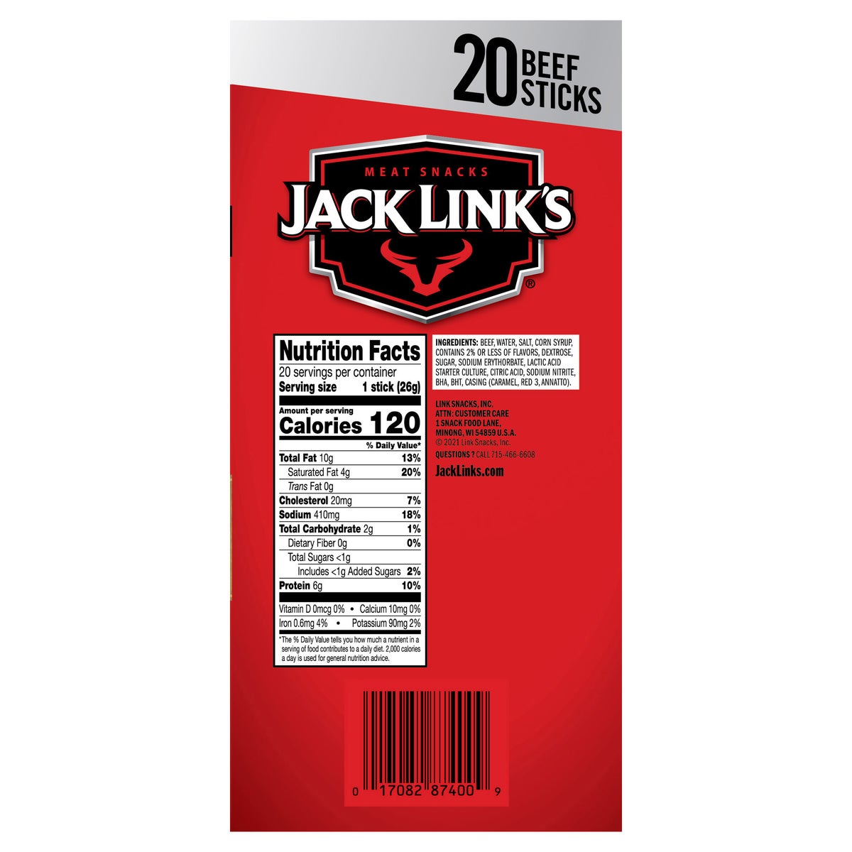 Jack Link's hickory smoked beef jerky sticks