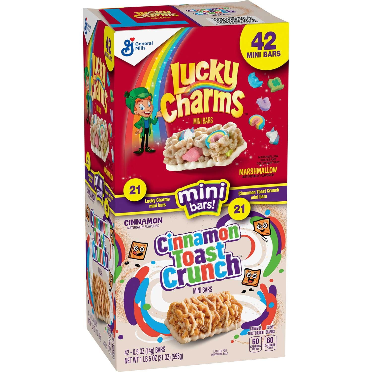 Lucky Charms and Cinnamon Toast Crunch mini treat bars 42 count