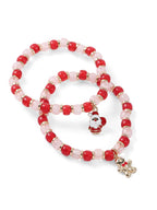 Holiday Time acrylic bracelets with red and pastel pink beads