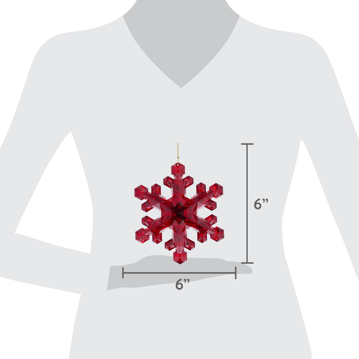 Red snowflake Christmas ornament with an open design