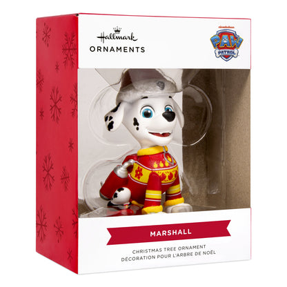 Marshall in a matching sweater and Santa hat Christmas ornament