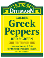 Red Greek peppers and green pepperoncini with cheese centers