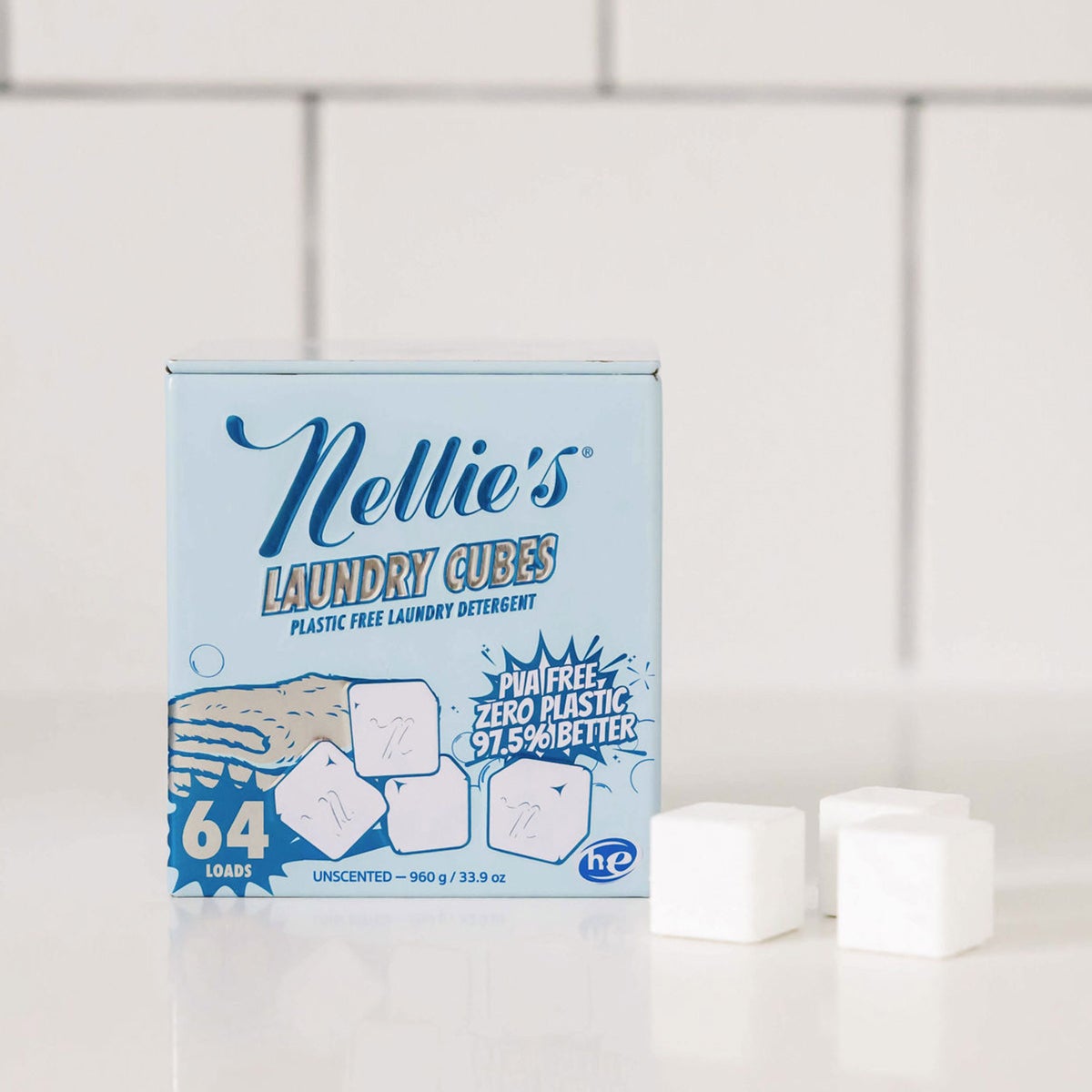 HE compatible unscented detergent cubes