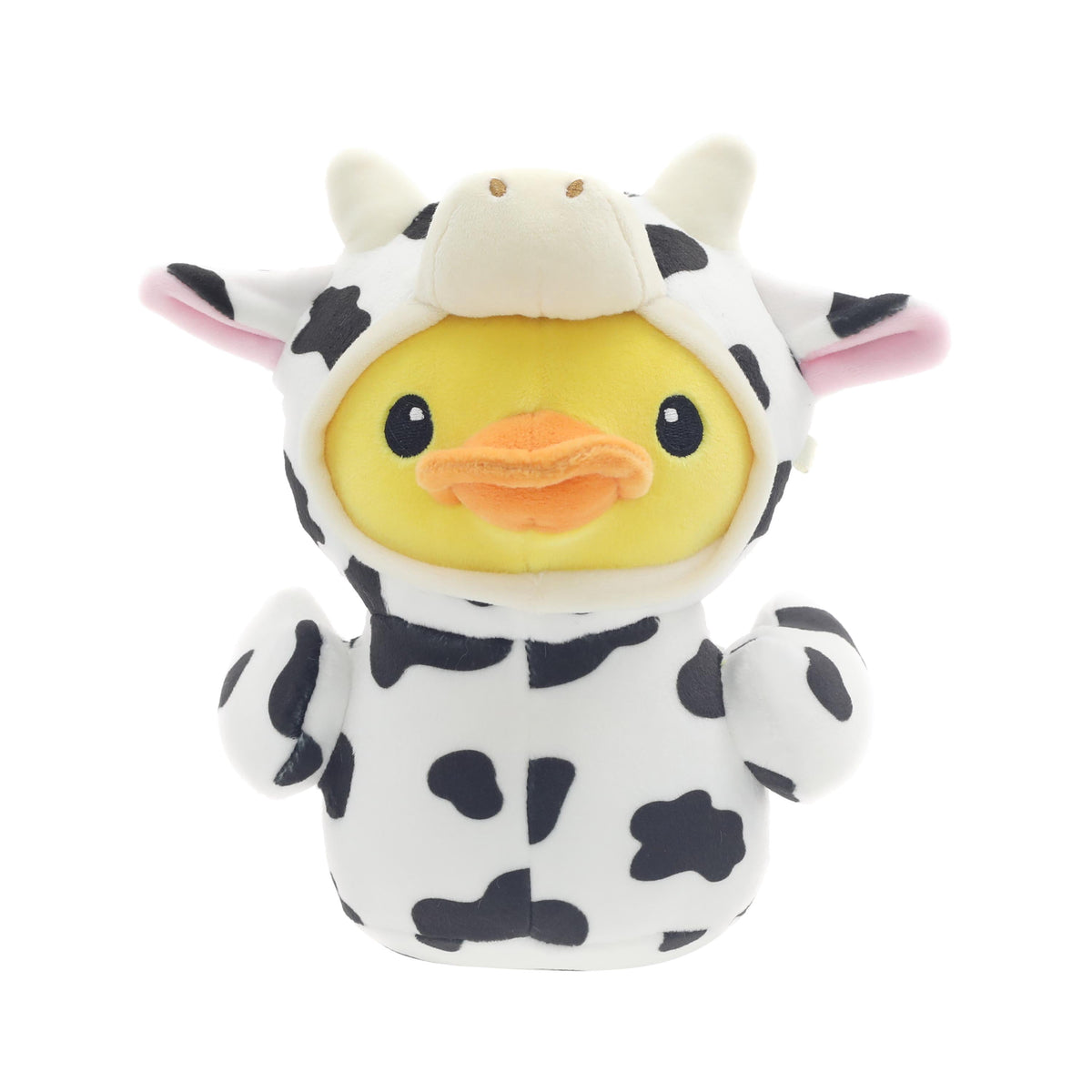 QUACKERZ 6.5-inch yellow duck plush in cow onesie