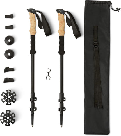 Lightweight collapsible Amazon Basics hiking sticks in black
