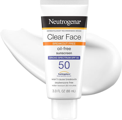 Neutrogena Clear Face SPF 50 facial sunscreen lotion