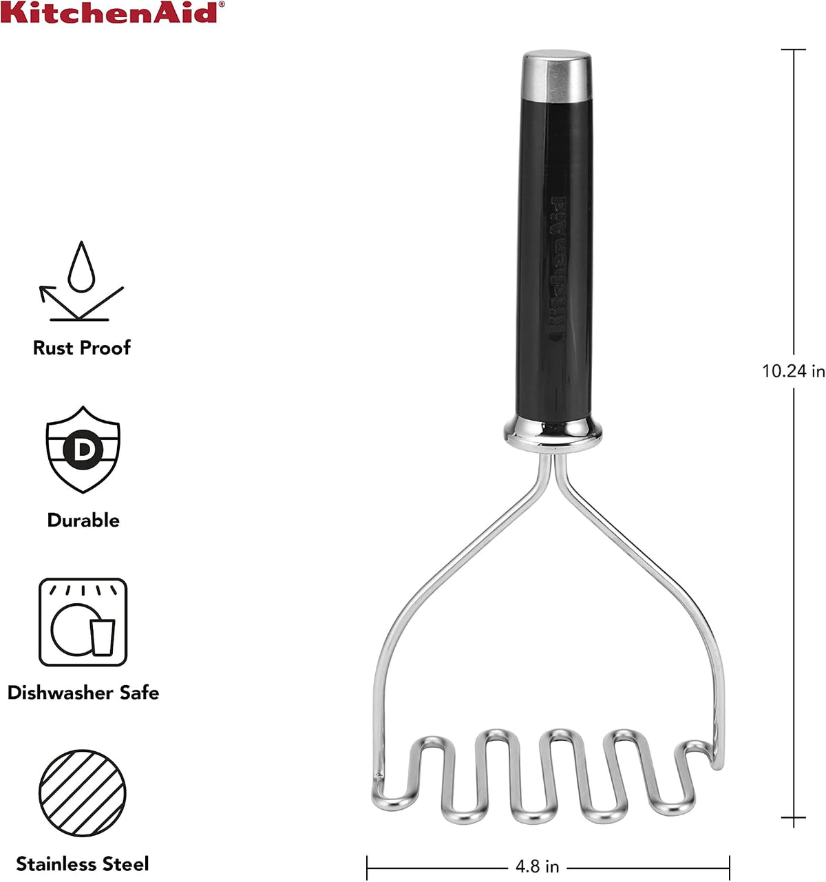 KitchenAid stainless steel masher end cap detail