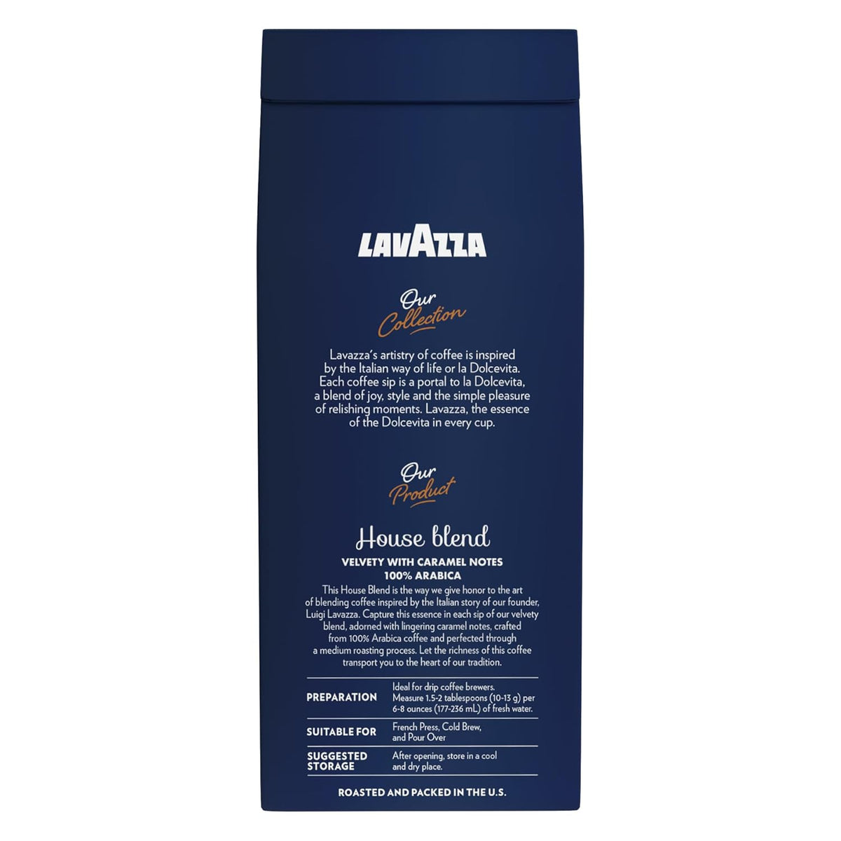 Lavazza ground coffee with caramel notes packaging