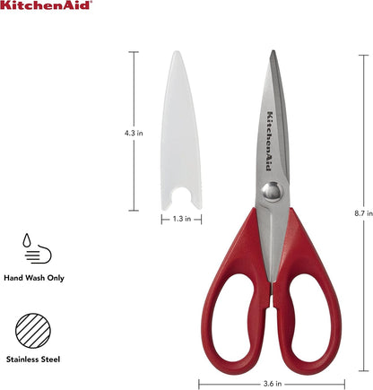 Red soft grip KitchenAid kitchen shears front view
