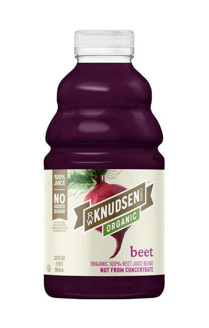 Organic beet juice beverage bottle by R.W. Knudsen