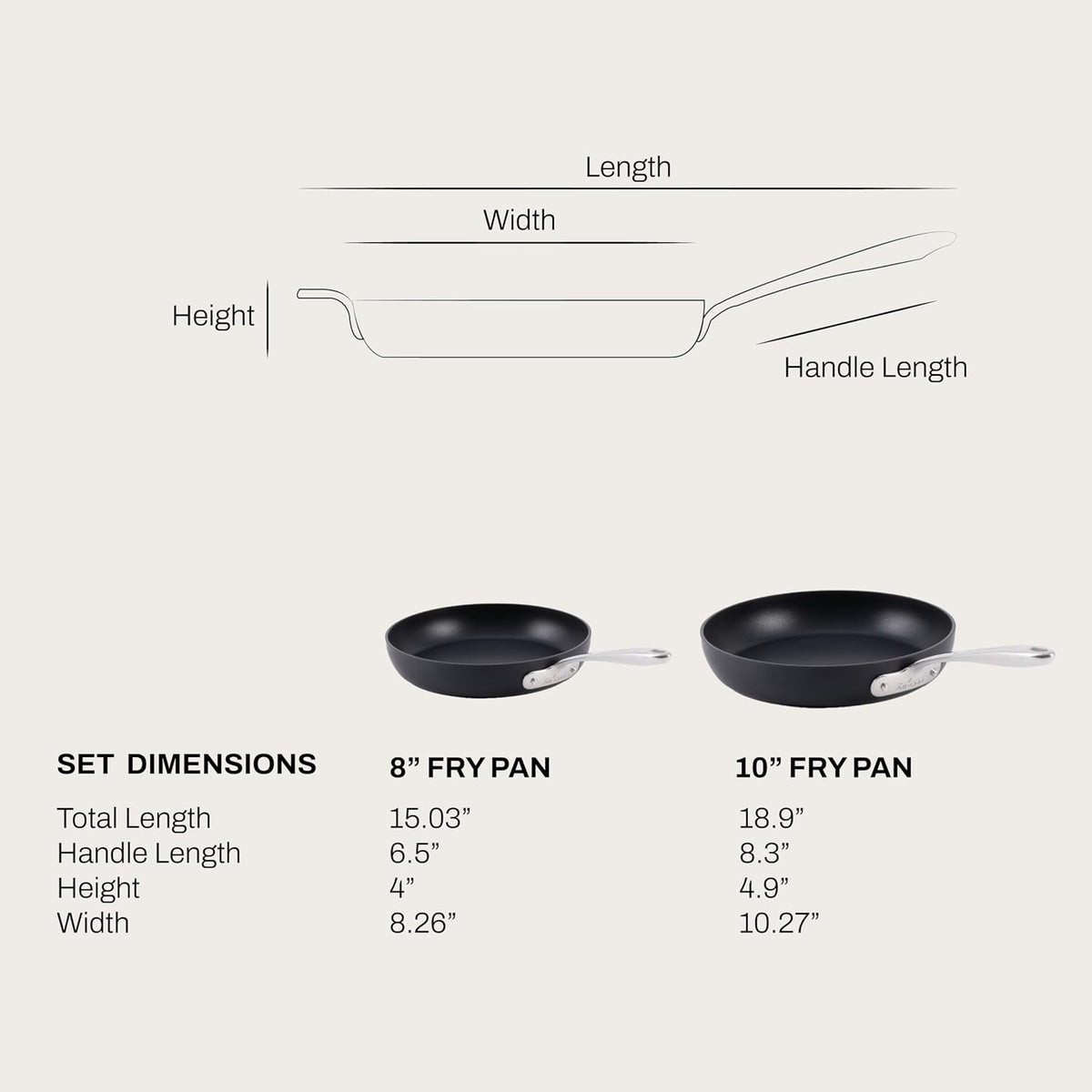 Nonstick fry pans with flared sides
