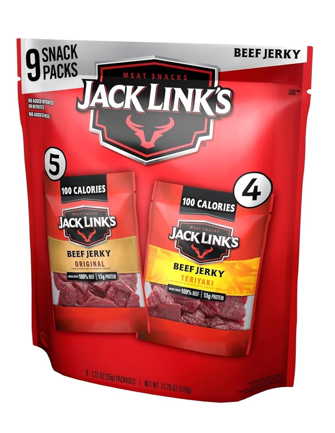 Original and Teriyaki beef jerky snack bags