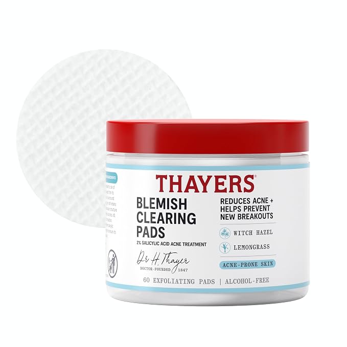 THAYERS Blemish Clearing Acne Pads 60 count jar