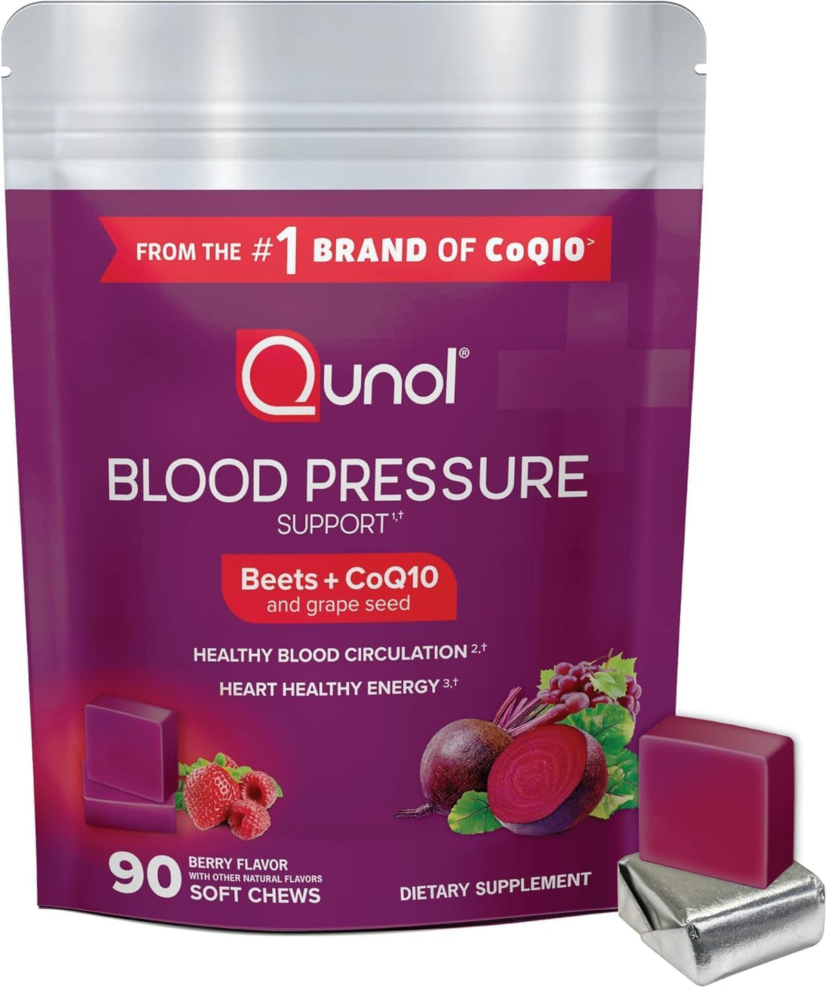 Qunol beet root chews blood pressure support supplement