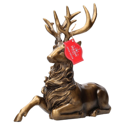 Gold Christmas deer with one front leg extended