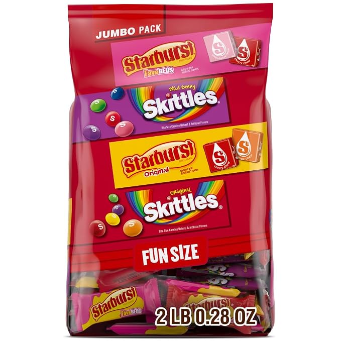 Wrigley's Skittles and Starburst fun size candy variety bag