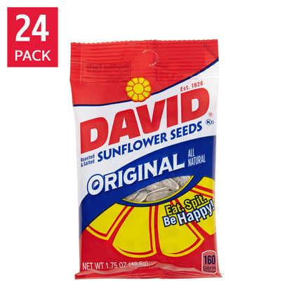 David Original sunflower in-shell seeds 1.75 oz 24-count