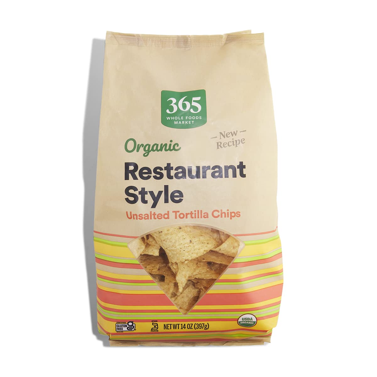 365 by Whole Foods Market organic unsalted white corn tortilla chips package