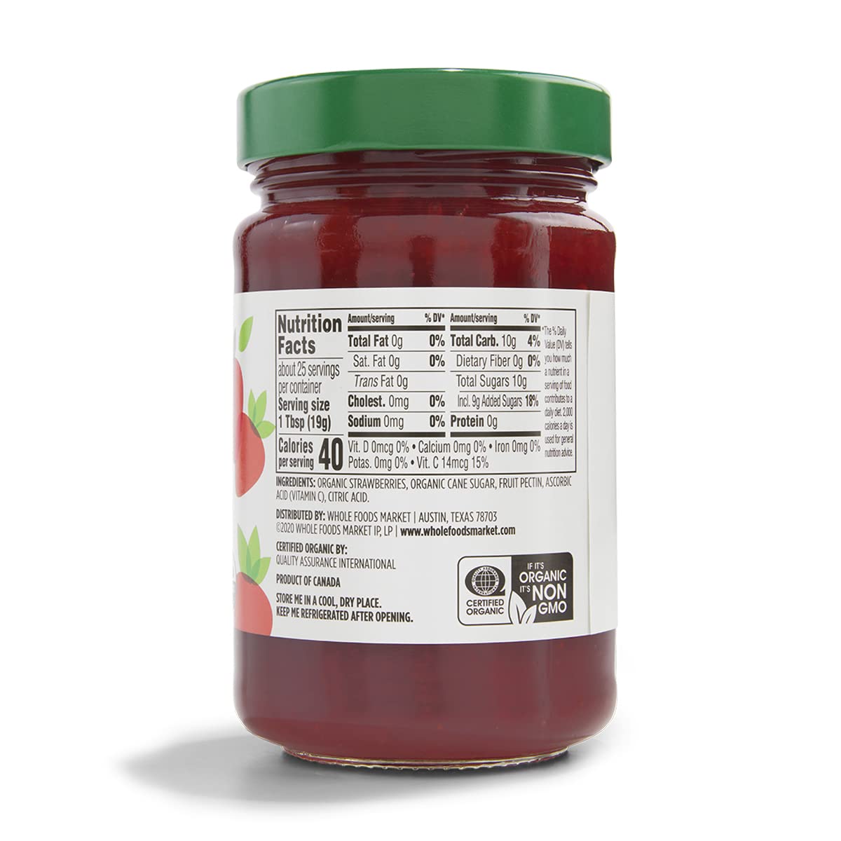 Red strawberry fruit conserve pantry staple jar