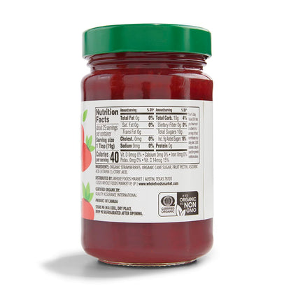 Red strawberry fruit conserve pantry staple jar