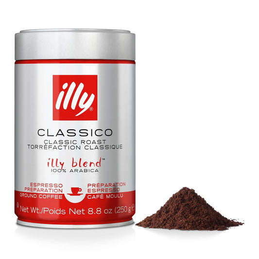illy Ground Espresso Coffee Classico medium roast can