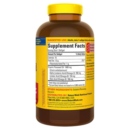 Nature Made 300 softgels flaxseed oil bottle
