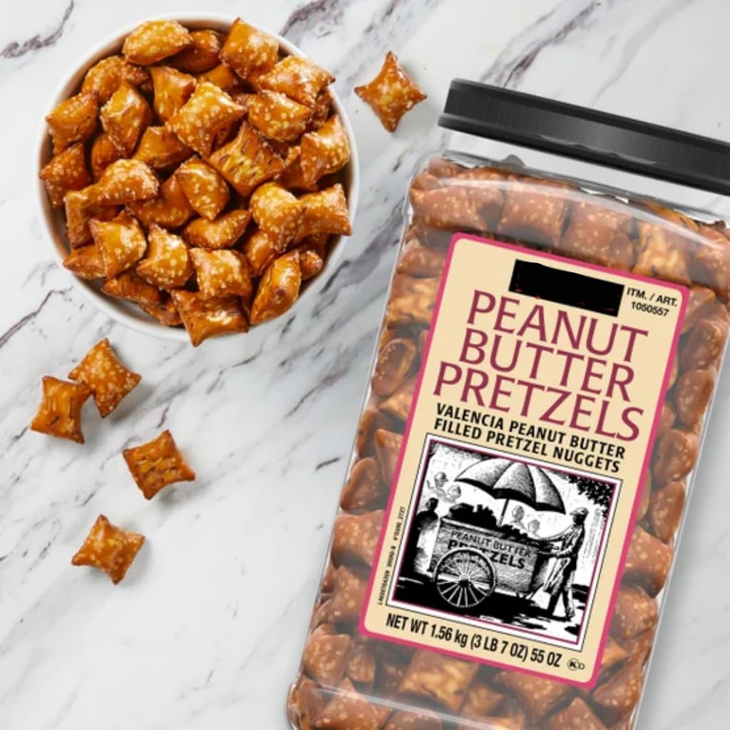 Kirkland Peanut Butter Pretzels Nuggets Snack - Valencia Pretzels With Peanut Butter Filling (3 LB 7 OZ) 55 OZ with Mini Scooply Scoop