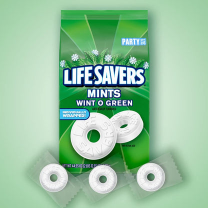 Green bag of Life Savers Wint-O-Green hard candy