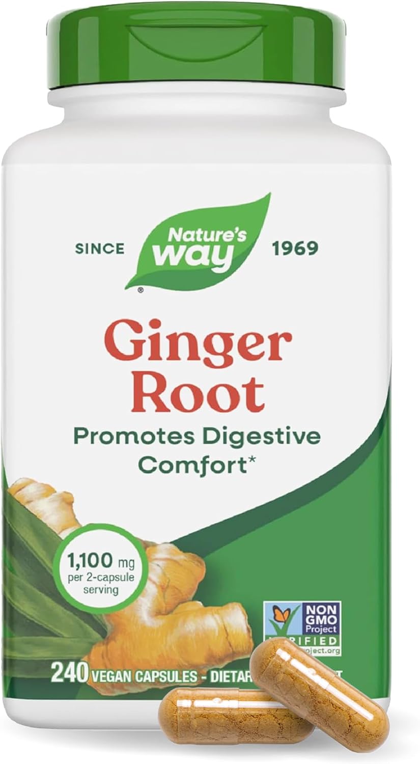 Vegan ginger root supplement capsules by Nature's Way